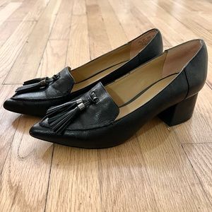 Franco Sarto  Black Leather Tassel Heels
